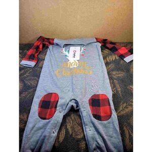Pat Pat Antler Buffalo Plaid Christmas Outfit- Size 9- 12M- NWT
